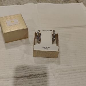 New!Addison Blvd Cubic Zirconia Brass Hoop Earrings